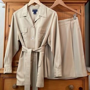 2-piece Charter Club silk, lined tan/natural suit, size 10, freshly dry cleaned